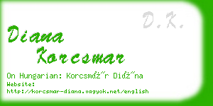 diana korcsmar business card